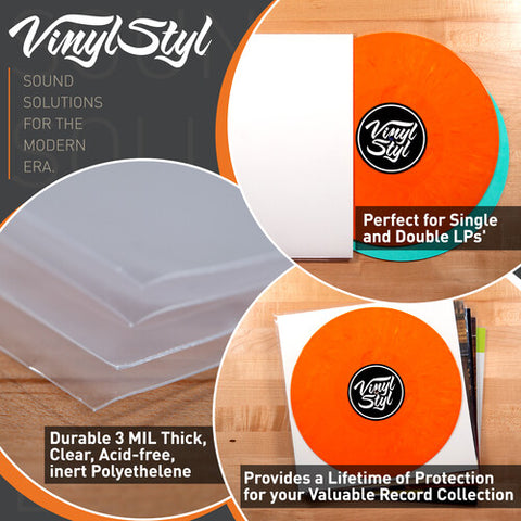 Vinyl Styl® 12 Inch Outer Record Sleeves - Easy Open - 50 Count (Crystal Clear)