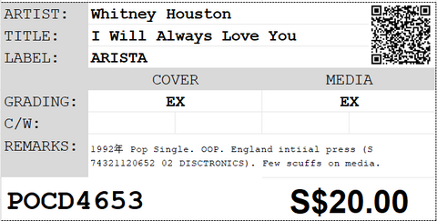 [Pre-owned] Whitney Houston - I Will Always Love You Single