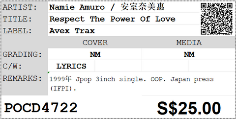 [Pre-owned] Namie Amuro / 安室奈美惠 - Respect The Power Of Love 3inch Single