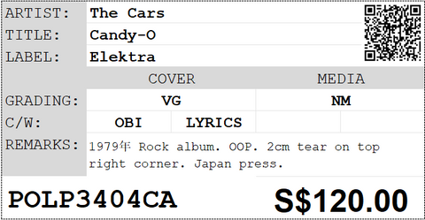 [Pre-owned] The Cars - Candy-O LP 33⅓rpm