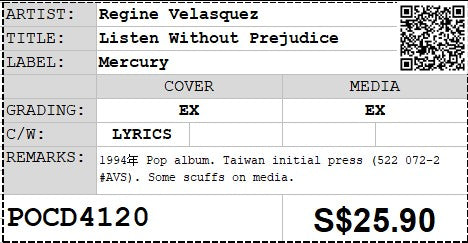 [Pre-owned] Regine Velasquez - Listen Without Prejudice (Out Of Print)