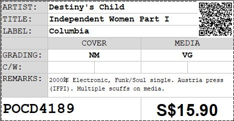 [Pre-owned] Destiny's Child - Independent Women Part I Single (Out Of Print)