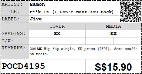 [Pre-owned] Eamon - F**k It (I Don't Want You Back) Single (Out Of Print)