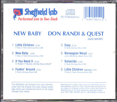 Sheffield Lab - NEW BABY Don Randi & Quest CD