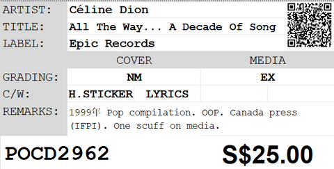 [Pre-owned] Céline Dion - All The Way... A Decade Of Song CD