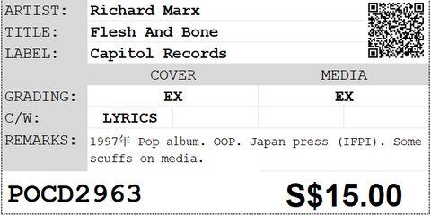 [Pre-owned] Richard Marx - Flesh And Bone CD