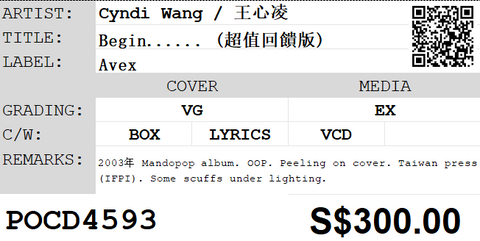 [Pre-owned] Cyndi Wang / 王心凌 - Begin...... (超值回饋版)