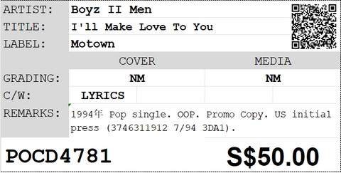 [Pre-owned] Boyz II Men - I'll Make Love To You Single (Promo)
