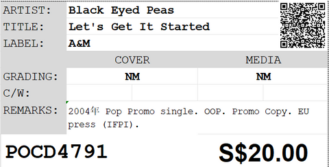 [Pre-owned] Black Eyed Peas - Let's Get It Started Promo Single