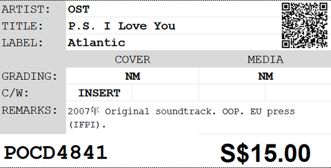 [Pre-owned] OST - P.S. I Love You