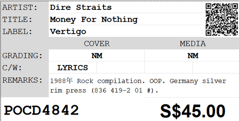 [Pre-owned] Dire Straits - Money For Nothing