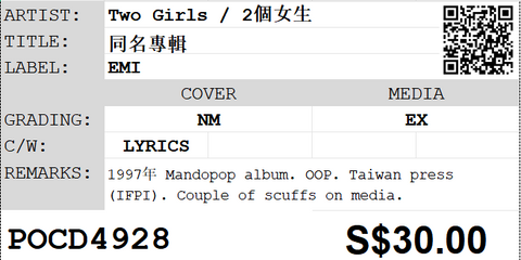 [Pre-owned] Two Girls / 2個女生 - 同名專輯 CD