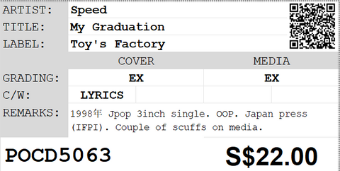 [Pre-owned] Speed - My Graduation 3inch Single CD