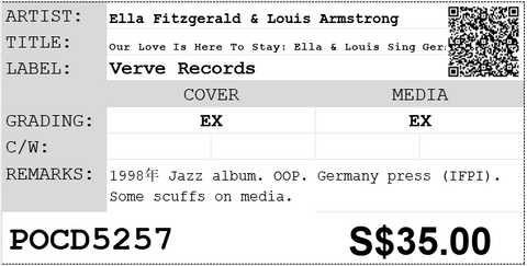 [Pre-owned] Ella Fitzgerald & Louis Armstrong - Our Love Is Here To Stay: Ella & Louis Sing Gershwin CD