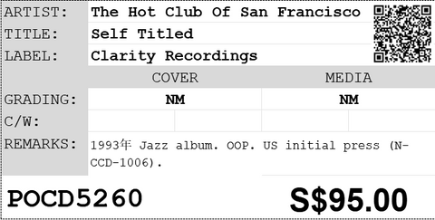 [Pre-owned] The Hot Club Of San Francisco - Self Titled CD