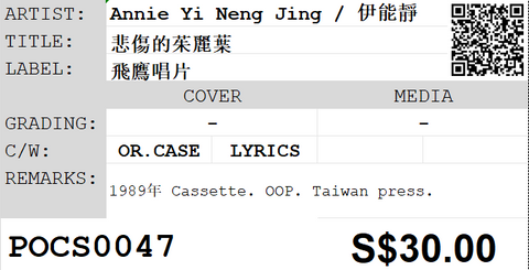 [Pre-owned] Annie Yi Neng Jing / 伊能靜 - 悲傷的茱麗葉 (卡帶/Cassette)