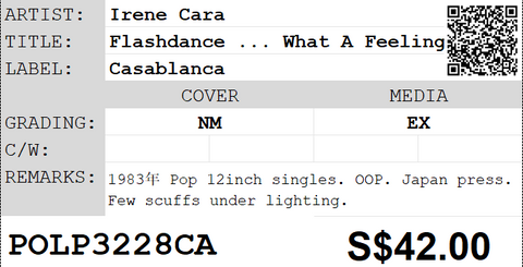[Pre-owned] Irene Cara - Flashdance ... What A Feeling 12" Maxi-Single 45rpm