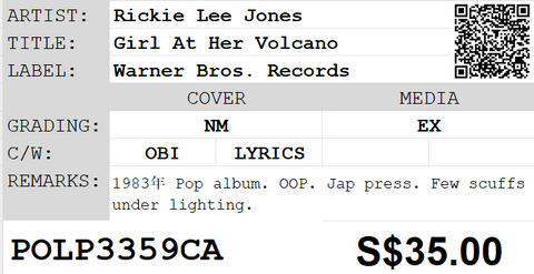 [Pre-owned] Rickie Lee Jones - Girl At Her Volcano 10inch LP 33⅓rpm