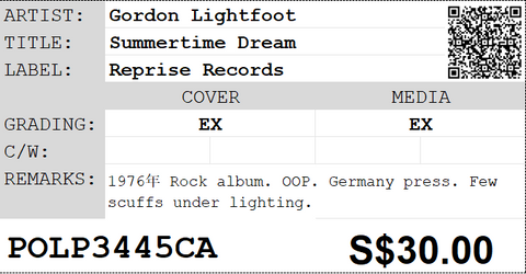 [Pre-owned] Gordon Lightfoot - Summertime Dream LP 33⅓rpm