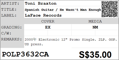 [Pre-owned] Toni Braxton - Spanish Guitar / He Wasn't Man Enough 12" Promo Single 33⅓rpm