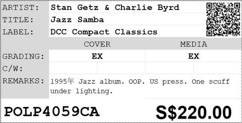 [Pre-owned] Stan Getz & Charlie Byrd - Jazz Samba LP 33⅓rpm