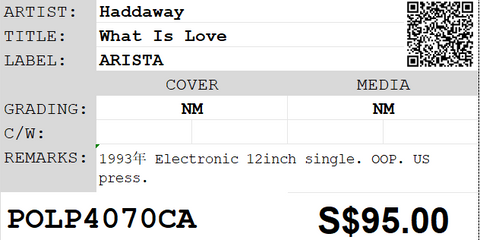[Pre-owned] Haddaway - What Is Love 12inch Single 33⅓rpm