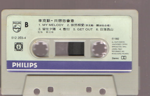 Hacken Lee / 李克勤 - 只想您會意 (卡帶/Cassette)