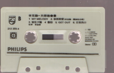 Hacken Lee / 李克勤 - 只想您會意 (卡帶/Cassette)