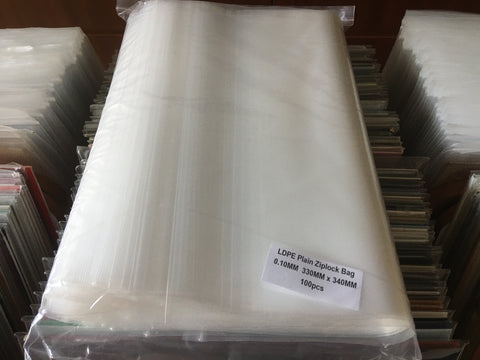 High Quality Vinyl Record Ziplock Bag 100pcs ( Thickness 0.10mm / 330mm x 340mm)