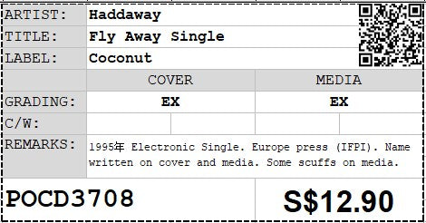 [Pre-owned] Haddaway - Fly Away Single (Out Of Print)