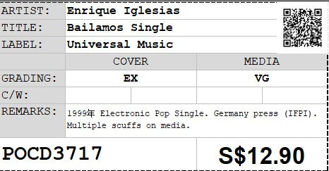 [Pre-owned] Enrique Iglesias - Bailamos Single (Out Of Print)