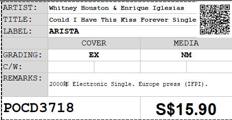 [Pre-owned] Whitney Houston & Enrique Iglesias - Could I Have This Kiss Forever Single (Out Of Print)