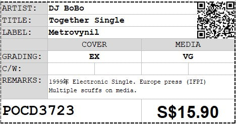 [Pre-owned] DJ BoBo - Together Single (Out Of Print)