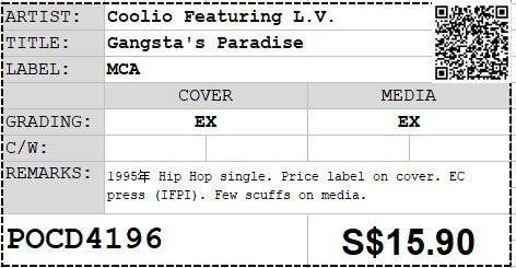[Pre-owned] Coolio Featuring L.V. - Gangsta's Paradise Single (Out Of Print)