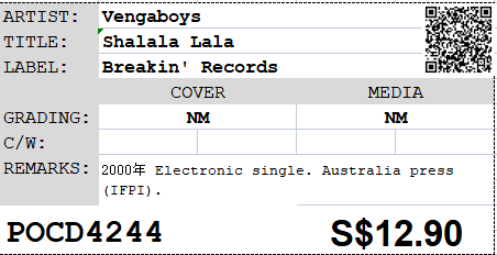 [Pre-owned] Vengaboys - Shalala Lala Single (Out Of Print)
