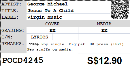 [Pre-owned] George Michael - Jesus To A Child Single (Out Of Print)