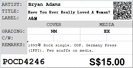 [Pre-owned] Bryan Adams - Have You Ever Really Loved A Woman? Single