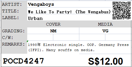 [Pre-owned] Vengaboys - We Like To Party! (The Vengabus) Single