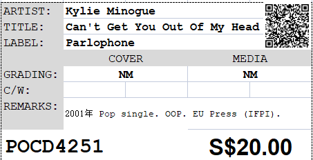 [Pre-owned] Kylie Minogue - Can't Get You Out Of My Head Single