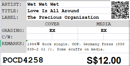 [Pre-owned] Wet Wet Wet - Love Is All Around Single