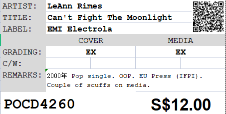 [Pre-owned] LeAnn Rimes - Can't Fight The Moonlight Single