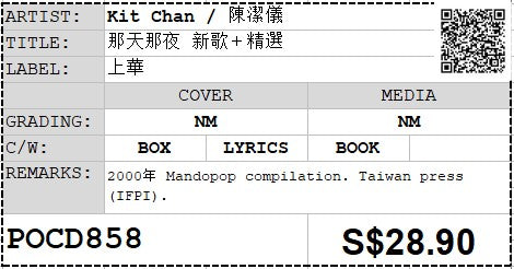 [Pre-owned] Kit Chan / 陳潔儀 - 那天那夜 新歌＋精選 (Out Of Print)