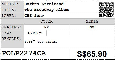 [Pre-owned] Barbra Streisand - The Broadway Album LP 33⅓rpm (Out Of Print)