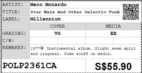 [Pre-owned] Meco Monardo - Star Wars And Other Galactic Funk LP 33⅓rpm (Out Of Print)