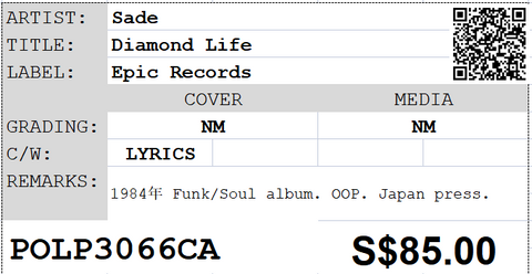 [Pre-owned] Sade - Diamond Life LP 33⅓rpm