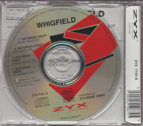 Whigfield - Saturday Night Single CD