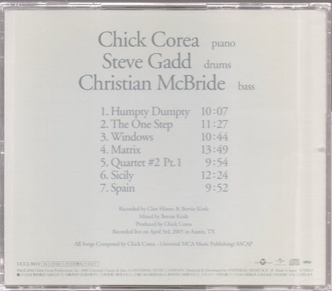 Corea / Gadd / McBride - Super Trio (Live At The One World Theatre, April 3rd, 2005) CD
